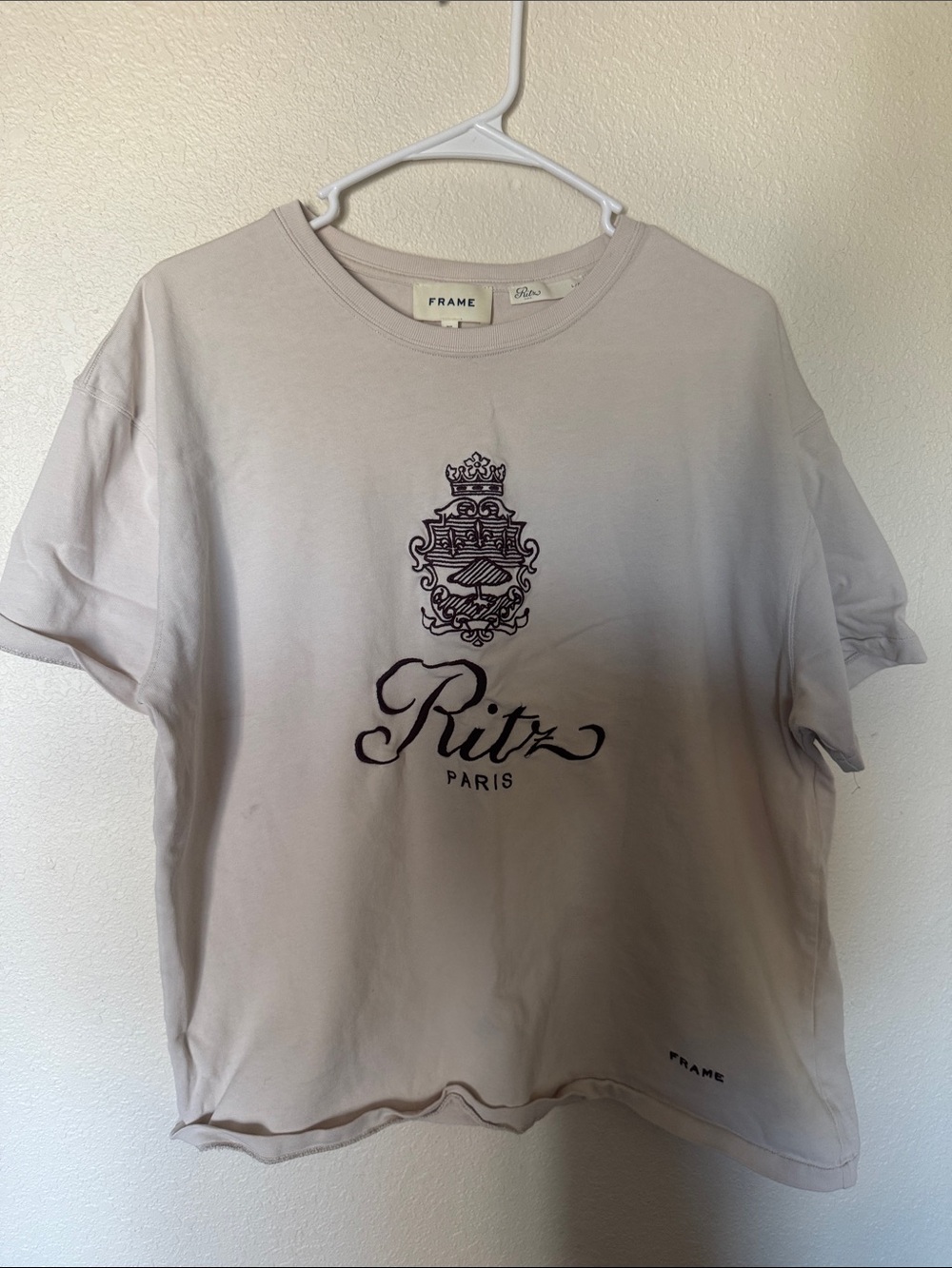 Frame Denim Ritz Paris Embroidered Tee - Light Beige